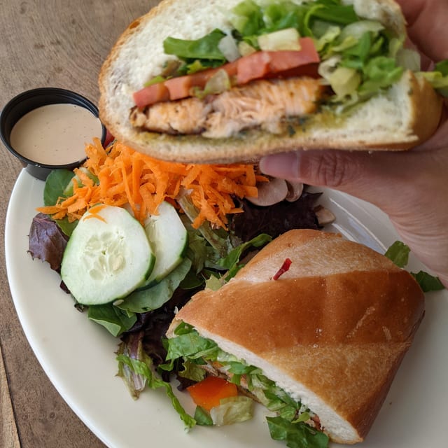 Cajun Salmon Sandwich.